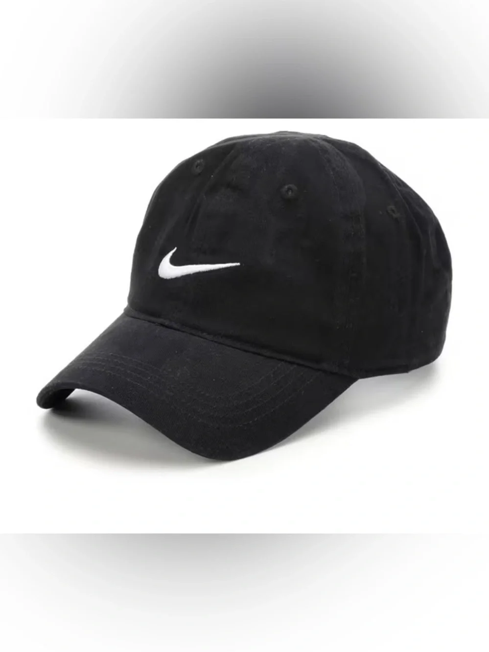 Nike Black Swoosh 100% Cotton Baseball Cap Boys Unisex Toddler Kids